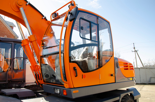 Glass,Cabin,For,The,Driver.,Workplace,For,Excavator,Control.